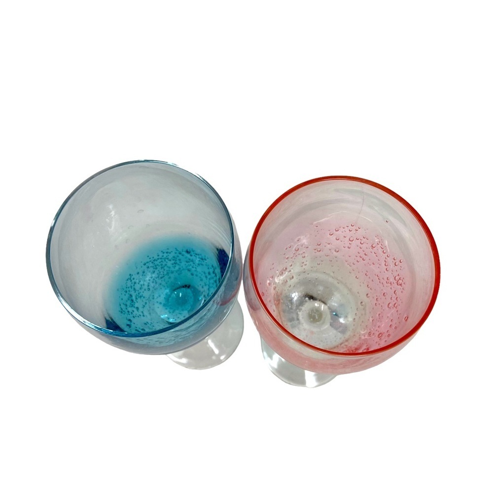 Vintage | Pier 1 | Pink and Blue | Crackled | Long Stem Wine Glasses - Picture 6 of 7